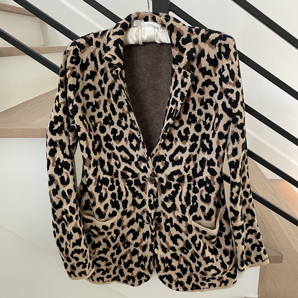 JCrew Factory Leopard Sweater Blazer- Size XS